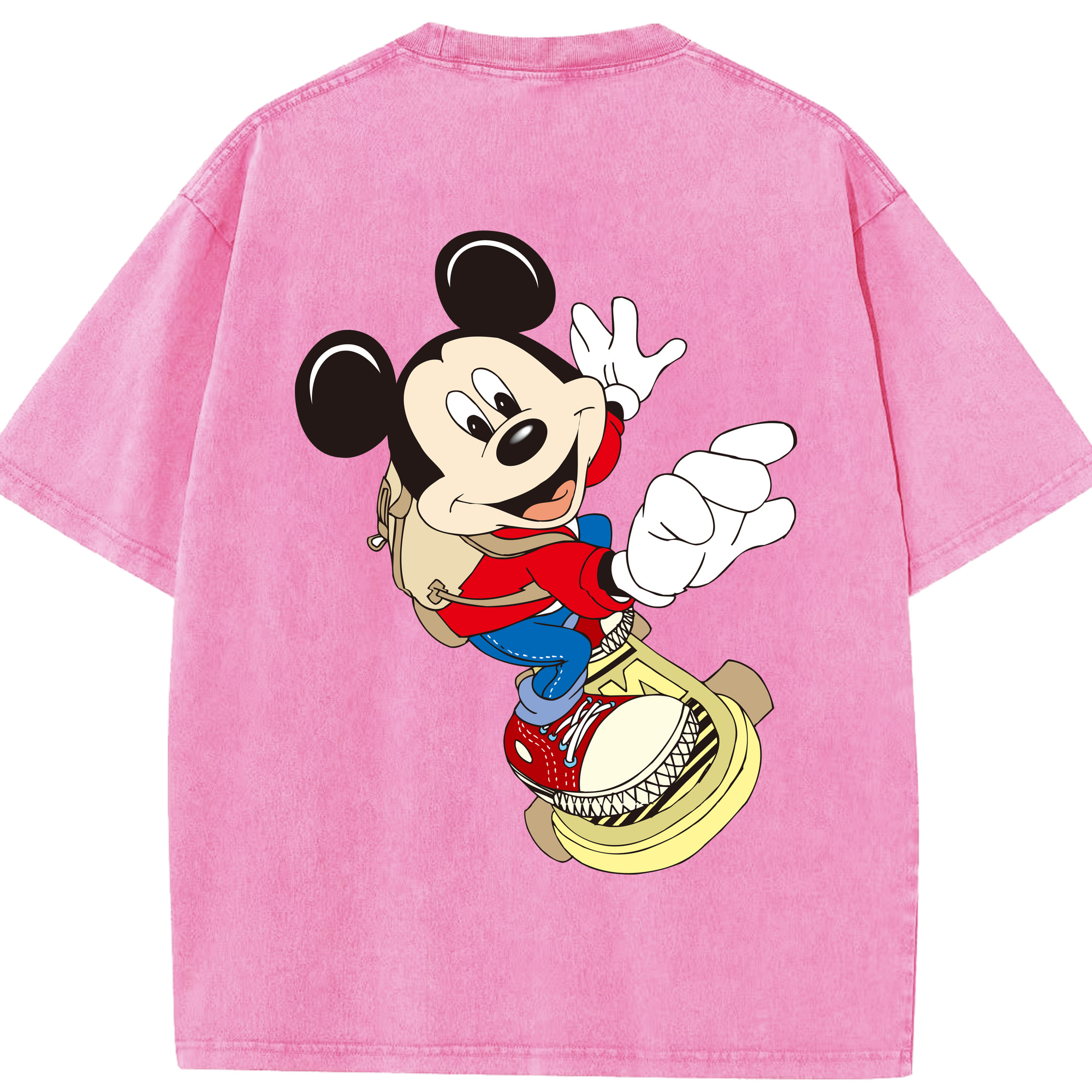 （画像用） ミッキーマウス Mickey Mouse 綿100% ヴィンテージ風 半袖Tシャツ（背面プリント）
